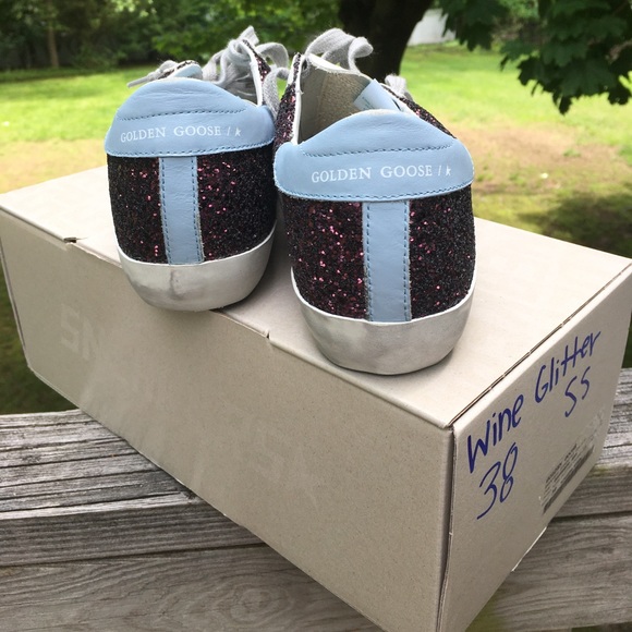 Golden Goose Superstar Sneaker Wine Glitter NIB - Picture 6 of 11